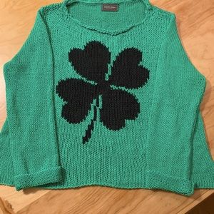Sweater; Kelly Green with Navy Shamrock